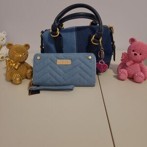 Blue Denim Handbag and Bebe Denim Wallet Set